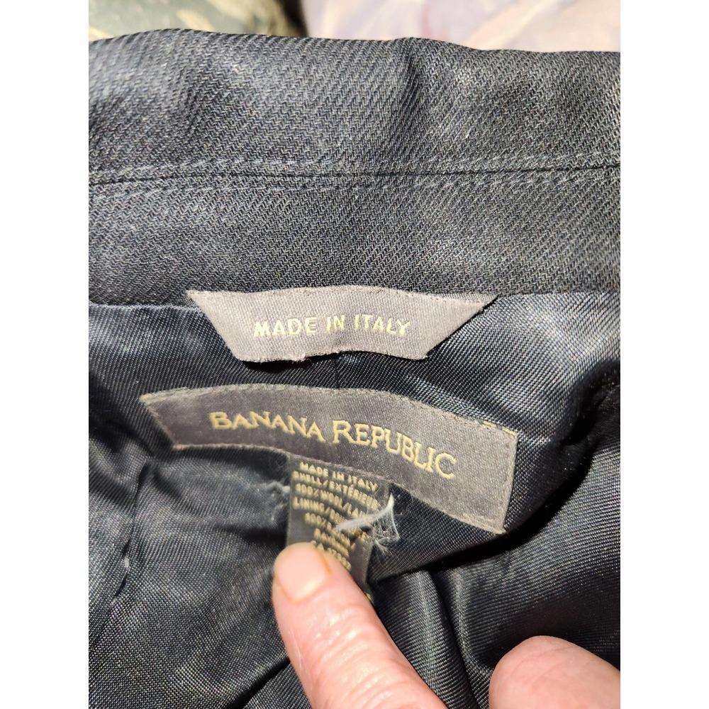 Banana Republic Made in Italy Black 100% Wool Hook Eye Blazer Jacket Womens 6 - Picture 8 of 9